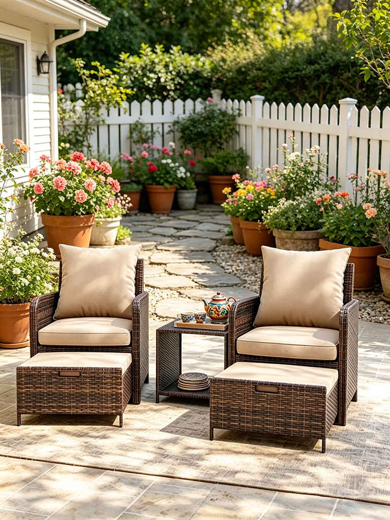 11 Best Patio Furniture Sets With Hidden Ottoman Storage for Small Spaces 5 Billmont Wicker/Rattan 2 Person Seating Patio Conversation Sets With Ottoman