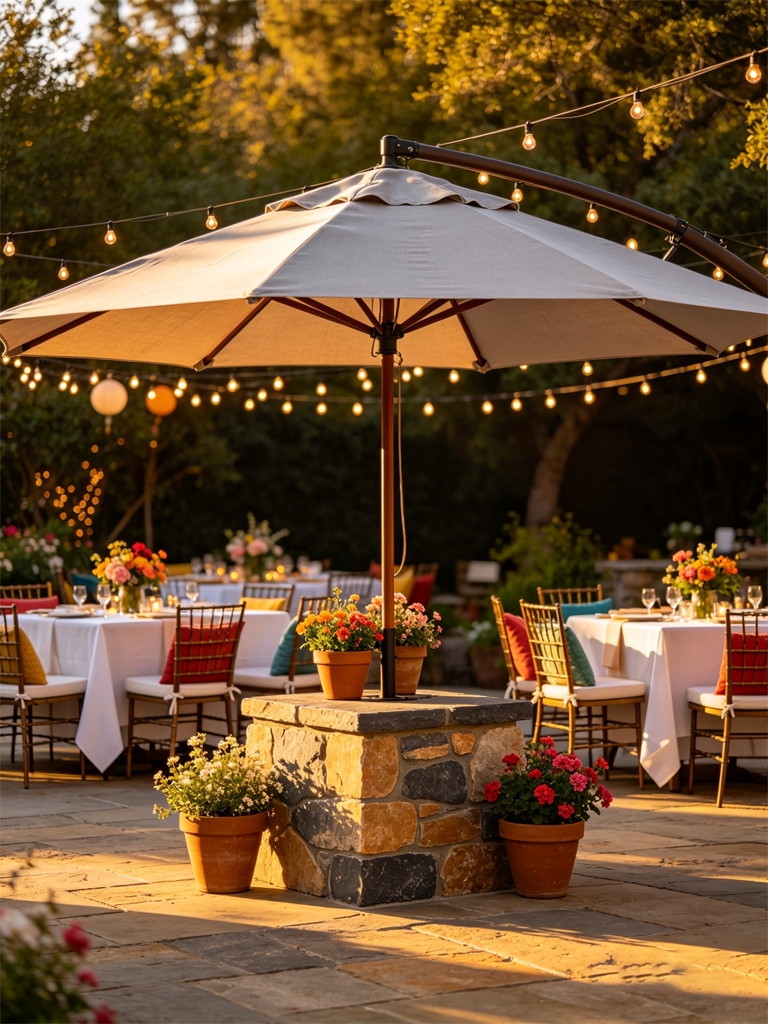11 RH Outdoor Furniture Alternatives That Look Just as Luxurious 10 Cantilever Umbrella with Stone Base