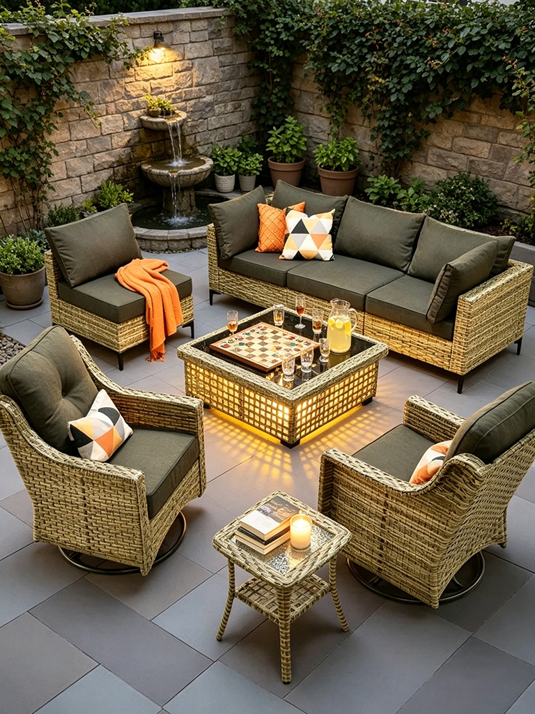 11 Best Patio Furniture Sets With Hidden Ottoman Storage for Small Spaces 12 >Emroy 6 - Person Reversible Modular Outdoor Conversation Set