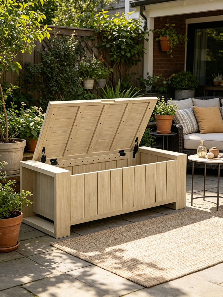 11 Best Patio Furniture Sets With Hidden Ottoman Storage for Small Spaces 15 Mallorca Wood Outdoor Storage Bench