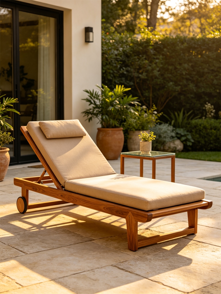 11 RH Outdoor Furniture Alternatives That Look Just as Luxurious 14 Adjustable Teak Chaise Lounge