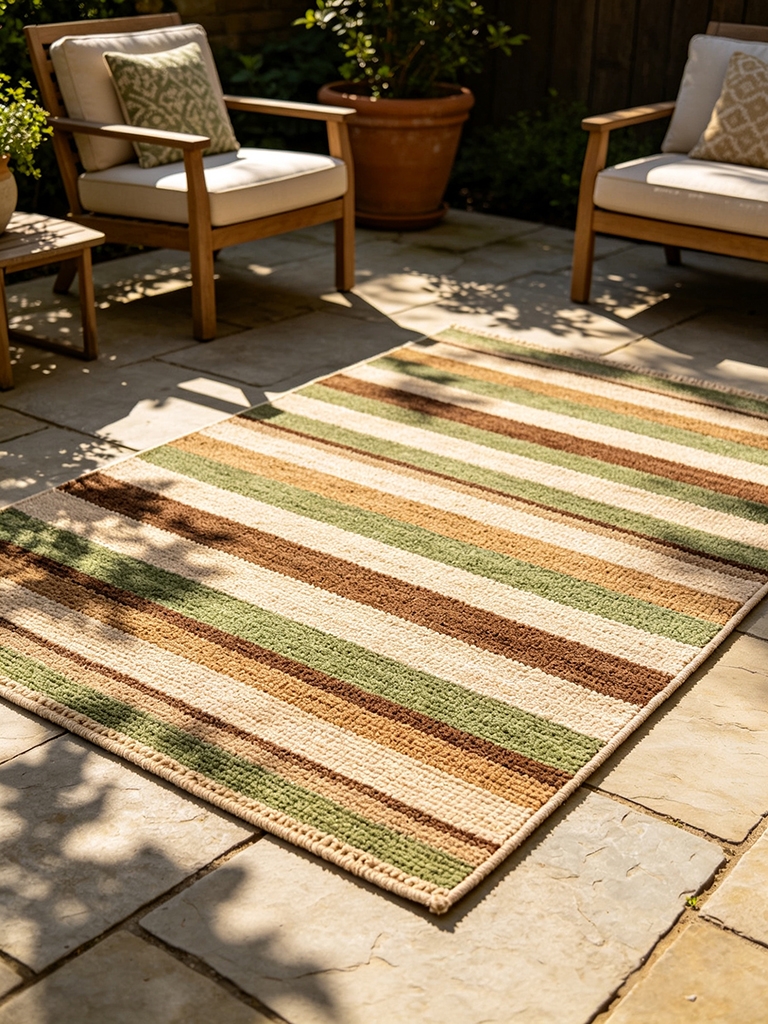 11 Best Outdoor Rugs for Patio Seating Areas 13 Outdoor Rugs for Patio - Striped Rugs to Visually Widen a Narrow Patio