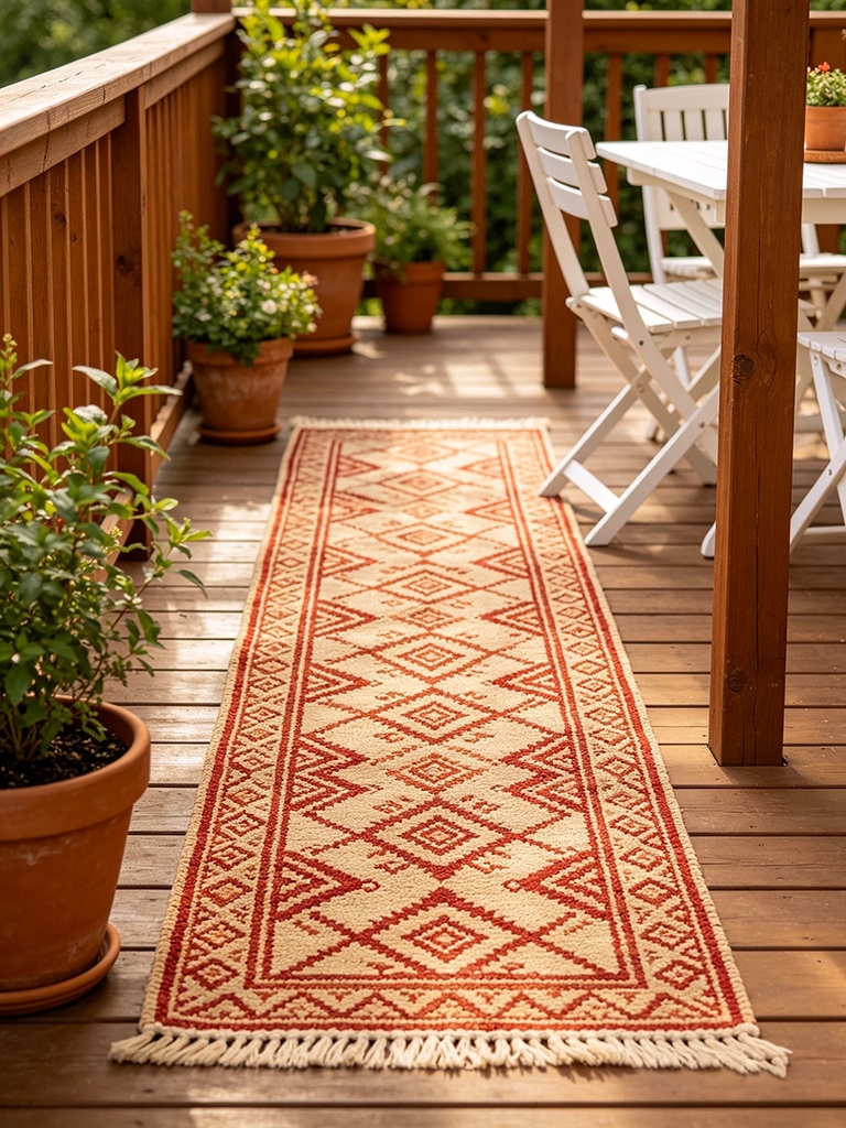 11 Best Outdoor Rugs for Patio Seating Areas 15 Add a Runner Along a Rail or Walkway Zone