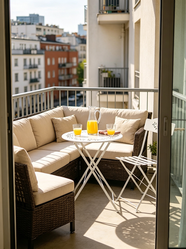 11 Small Apartment Balcony Furniture Ideas to Maximize Space 8 Loveseat and Chair Combos: When You Have a Bit More Room