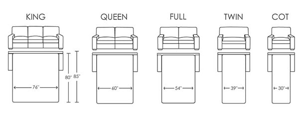 queen sofa bed dimensions in inches