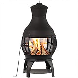 Outdoor Fireplace, Cast Iron Chimenea in Black