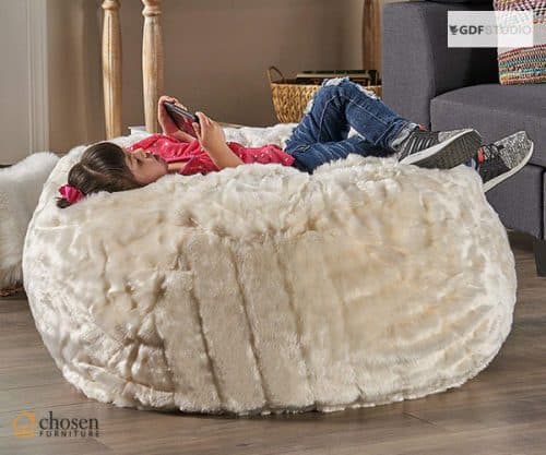 Laraine Furry Glam Faux Fur Fluffy Bean Bags Chair 500x417 