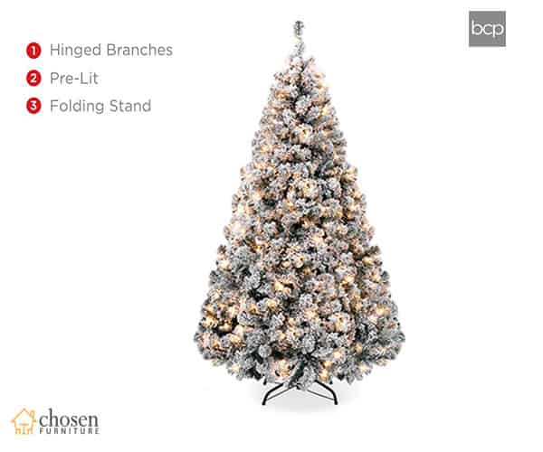 Best Choice Products Pine Flocked Christmas Tree Prelit