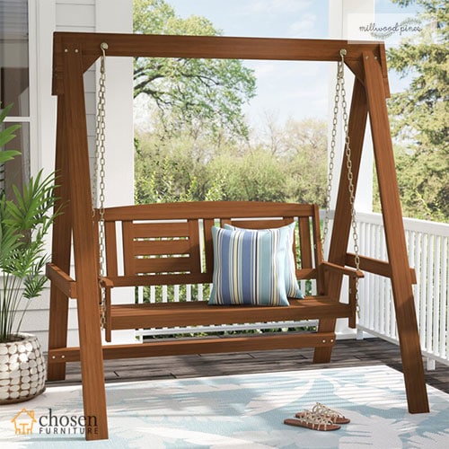 Fina Hardwood Hanging Porch Swing with Stand