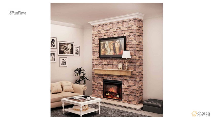 PuraFlame 33 Inch Electric Fireplace Insert side