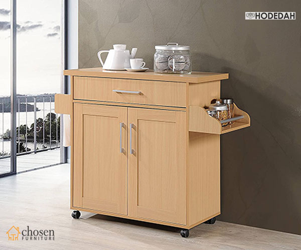 Hodedah Kitchen Carts with Spice Rack, Towel Rack and Drawer