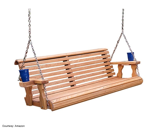 Amish Heavy Duty Roll Back Porch Swing With Cupholders