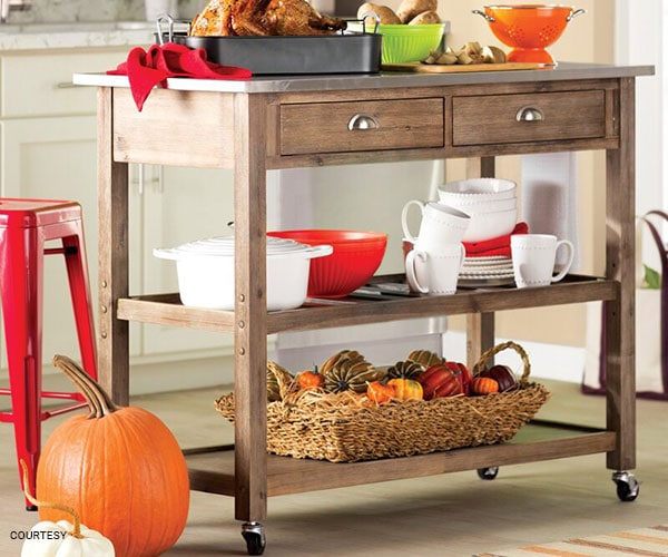 Courtright Solid Wood Kitchen Cart with Stainless Steel Top
