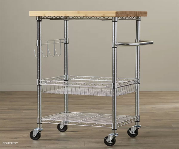 Enos Kitchen Carts with Wood Top