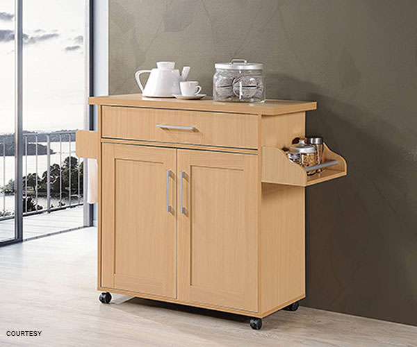 Hodedah Kitchen Carts with Spice Rack, Towel Rack and Drawer
