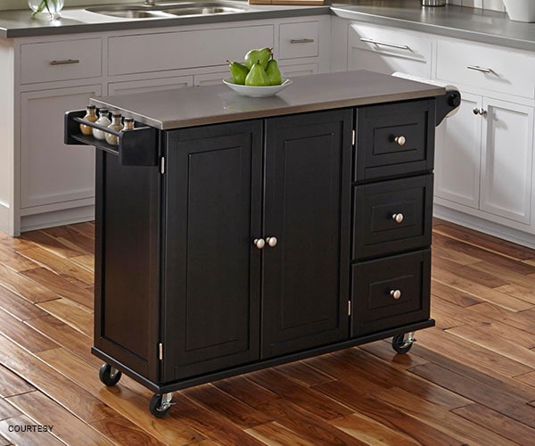 Homestyles Kitchen Cart with Stainless Steel Metal Top