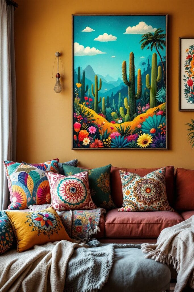 Boho Living Room Ideas - Folk Art
