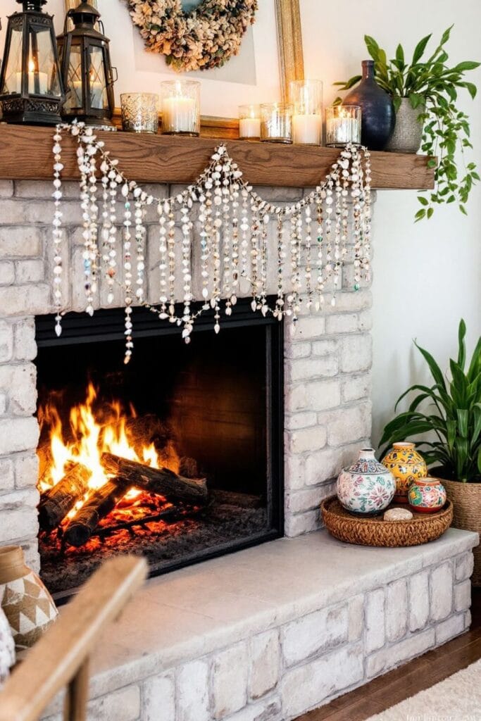 Boho Living Room Ideas - Fireplace Mantel