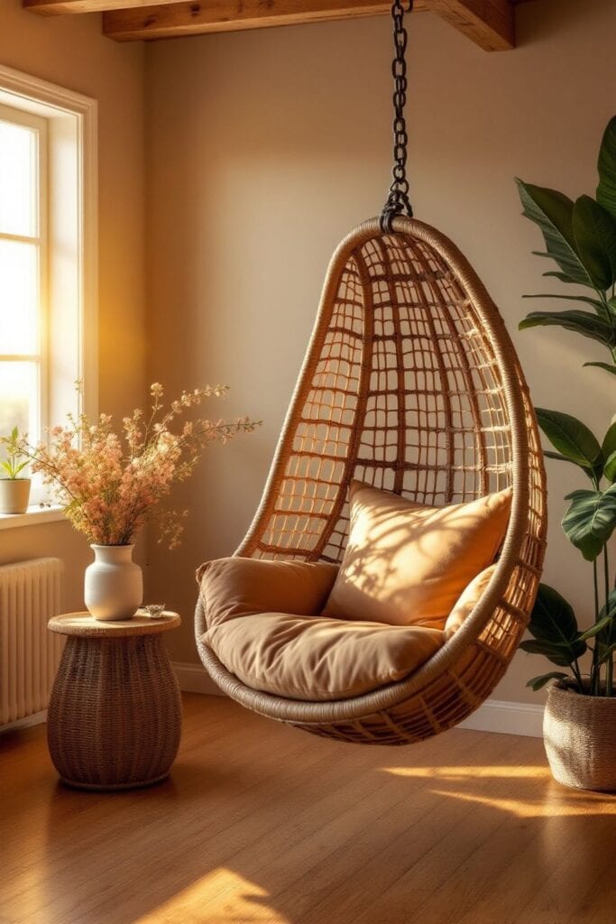 Boho Living Room Ideas - Hanging Chair