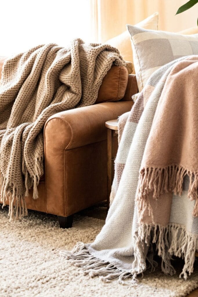 Boho Living Room Ideas - Throw Blankets on Sofas