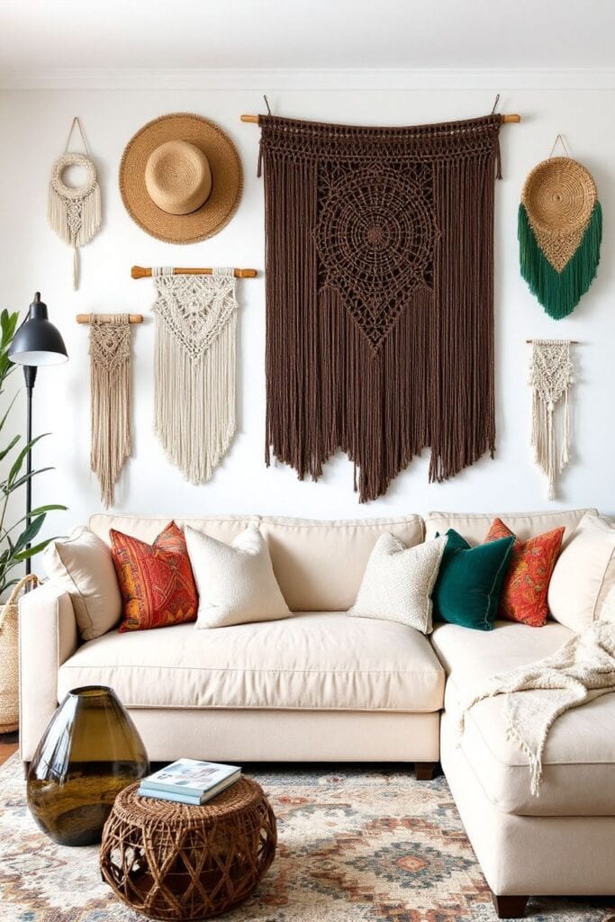 Boho Living Room Ideas - Macramé Wall Hangings
