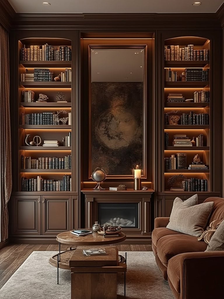 Decorate Home with Mocha Mousse - Reflective Library