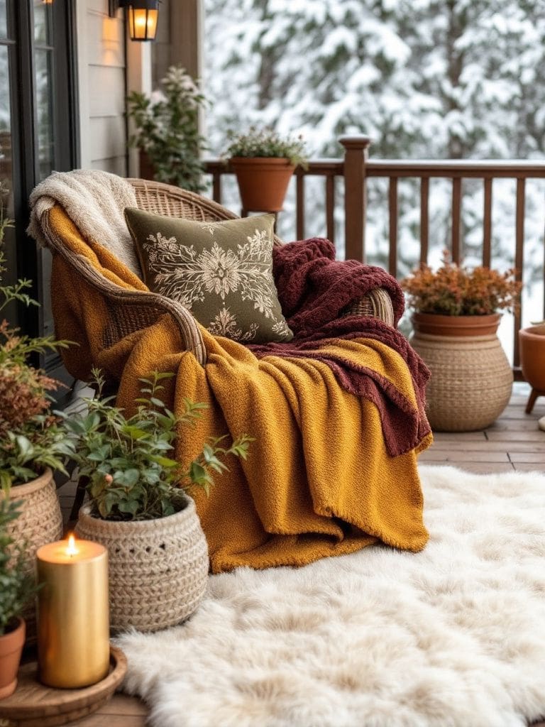 Winter Deck Decor Ideas - Throws and Pillows
