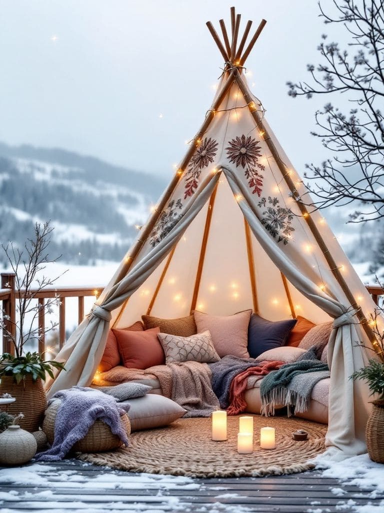 Winter Deck Decor Ideas - Teepee or Tent