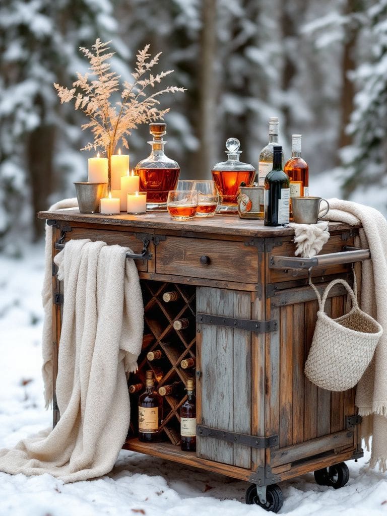 Winter Deck Decor Ideas - Outdoor Bar Cart