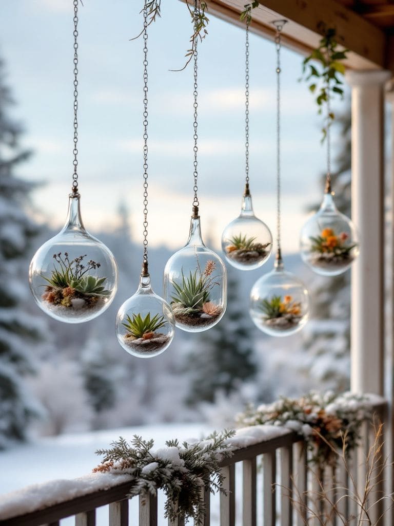 Winter Deck Decor Ideas - Hanging Glass Terrariums