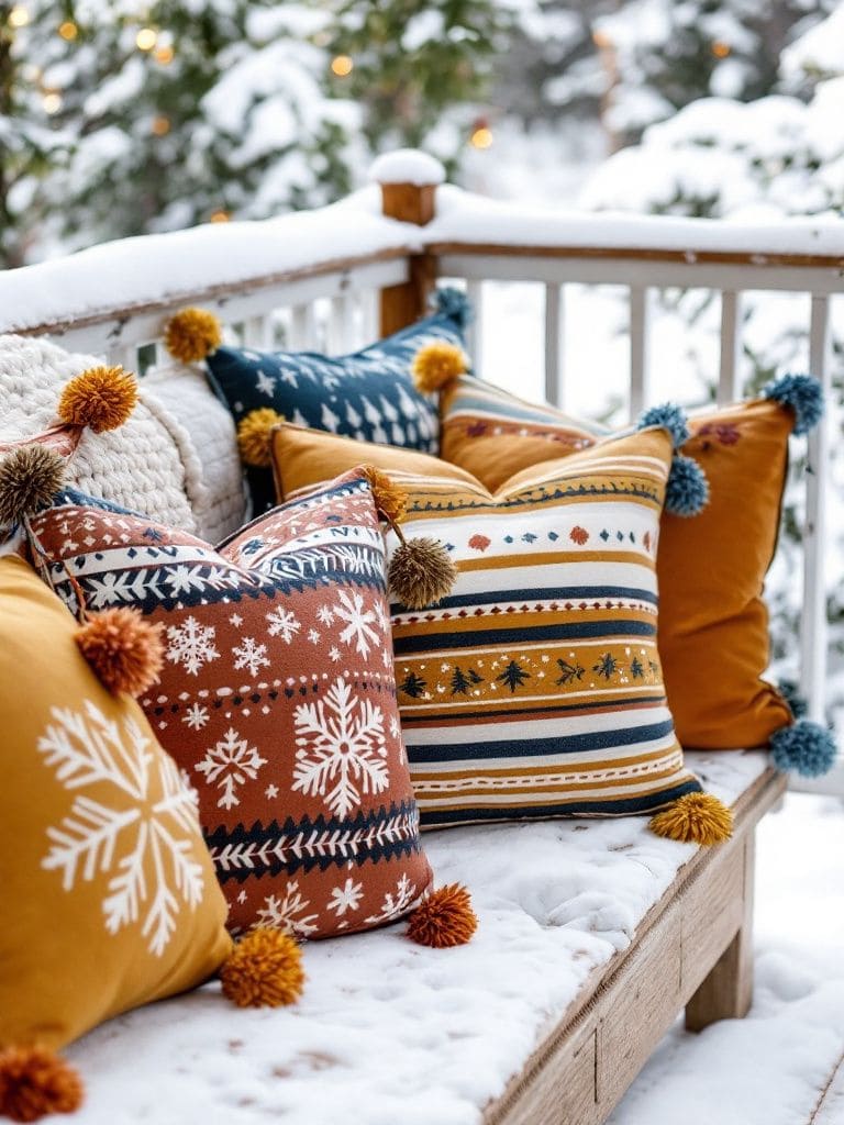 Winter Deck Decor Ideas - Pillows with Tassel