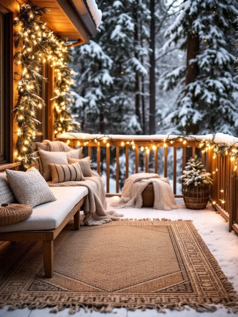 Winter Deck Decor Ideas - Woven Rugs for Texture
