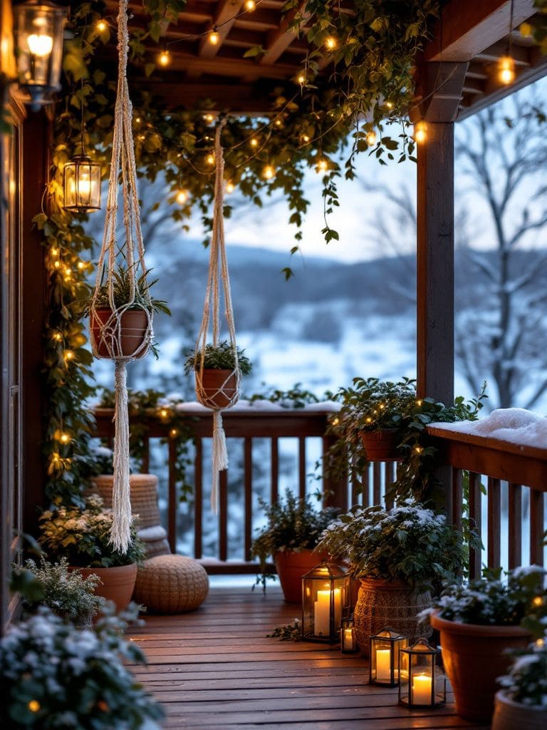 Winter Deck Decor Ideas - Macramé Hangers
