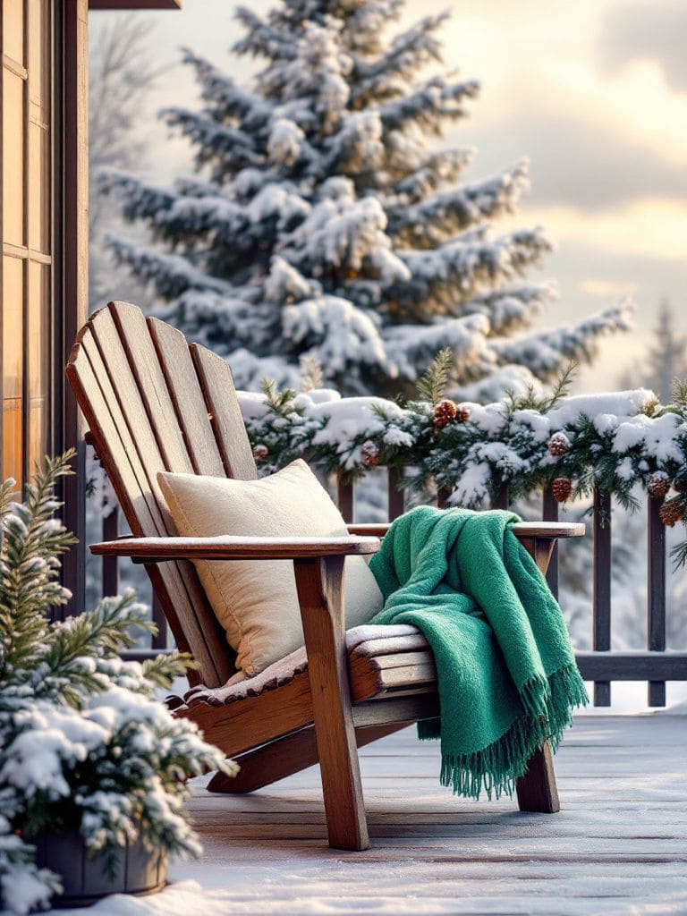 Winter Deck Decor Ideas - Rustic Wooden Furniture