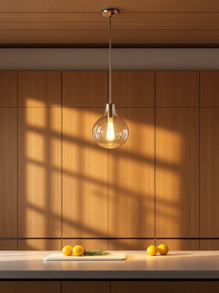 Wooden Kitchen Design Ideas - Statement Light Fixture