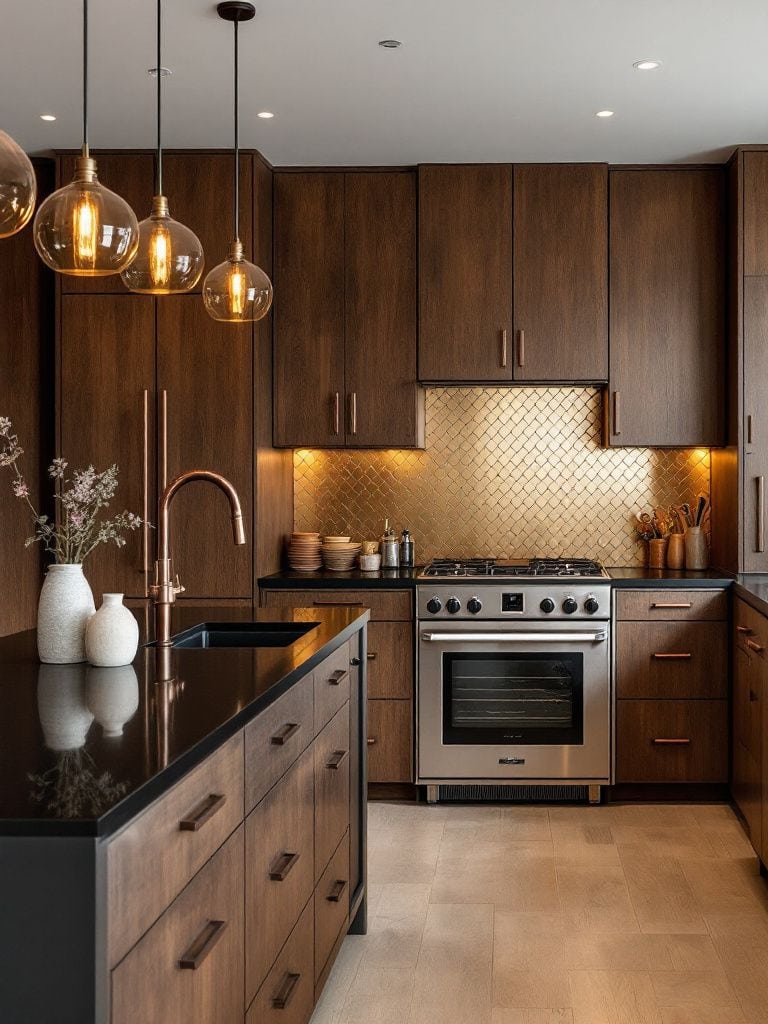 Wooden Kitchen Design Ideas - Metallic Accents