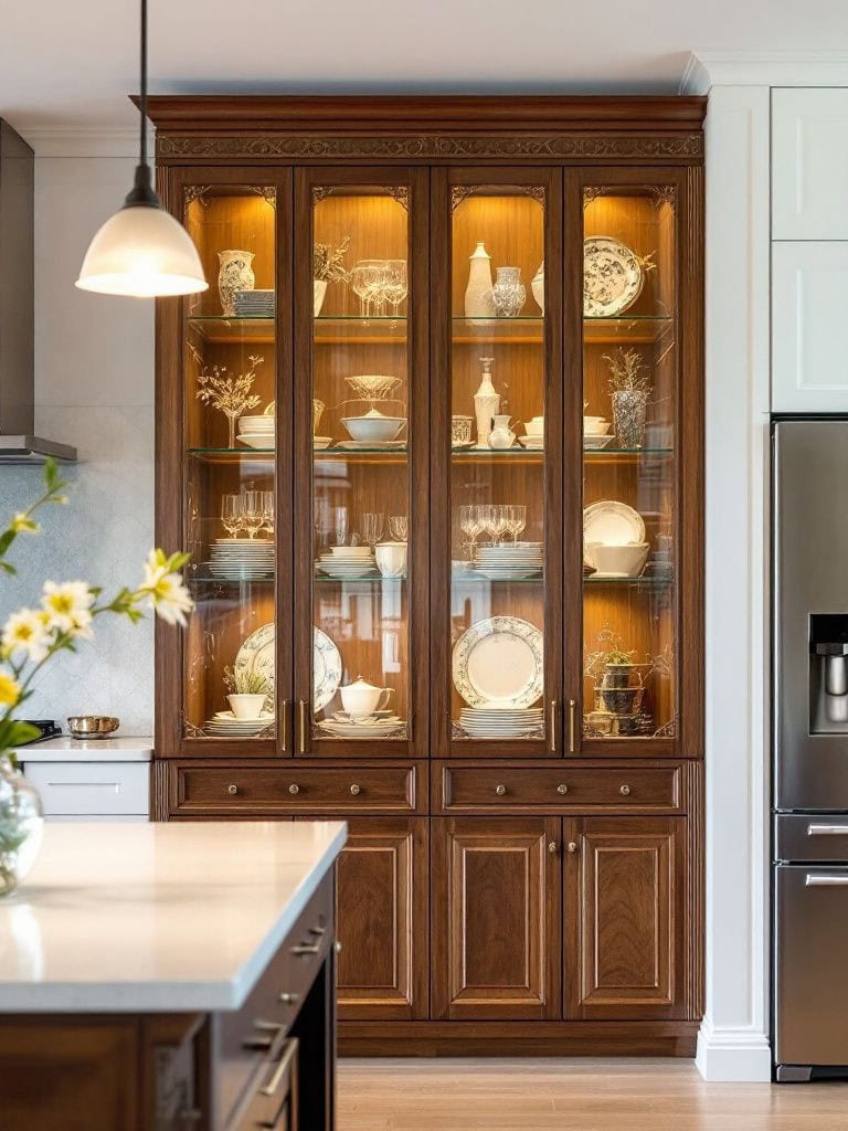 Wooden Kitchen Design Ideas - Glass Front Cabinets