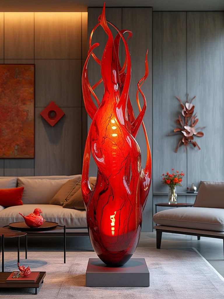 Cherry Red Color Home Decor - Modern Sculptures