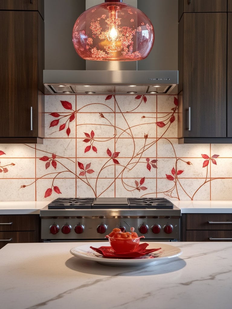 Cherry Red Color Home Decor - Backsplash