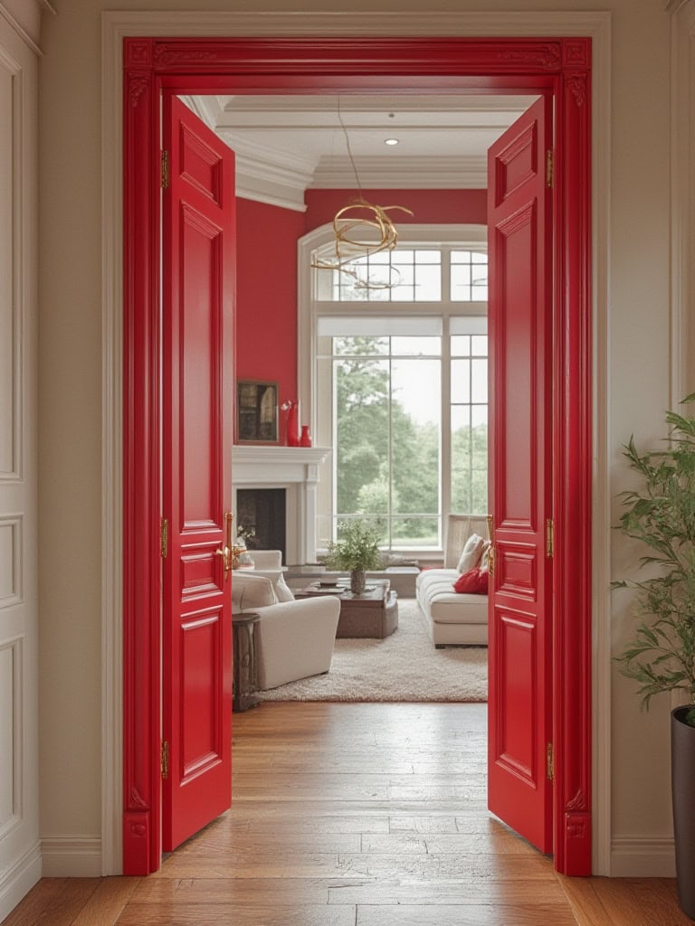 Cherry Red Color Home Decor - Interior Door