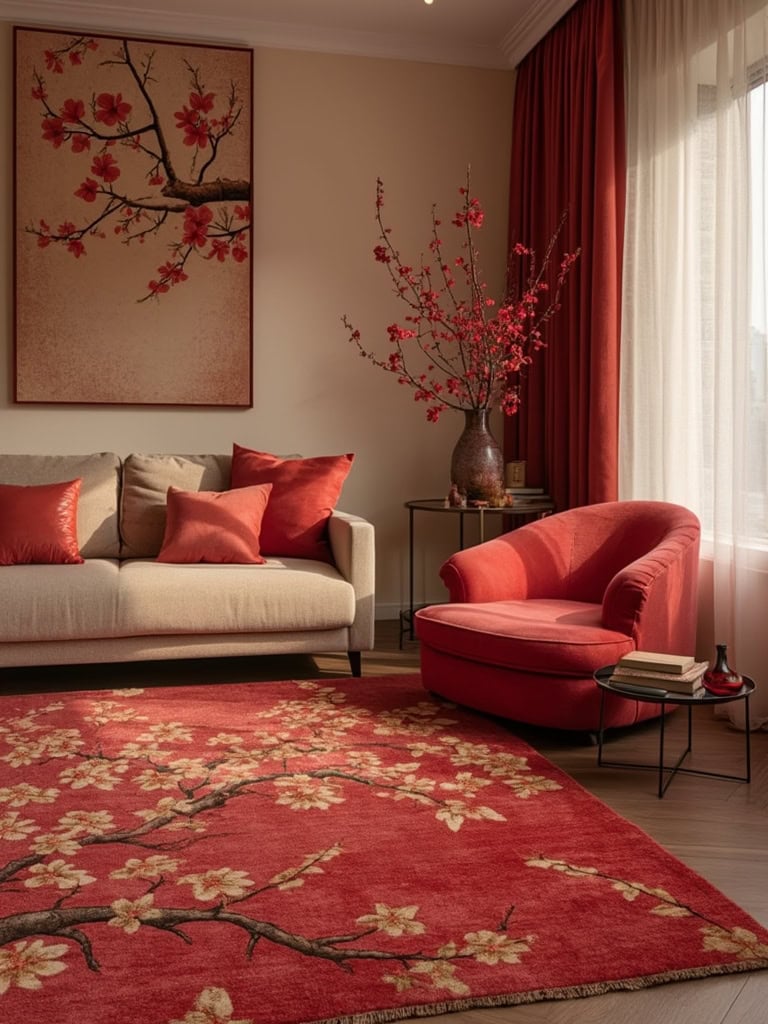 Cherry Red Color Home Decor - Area Rugs