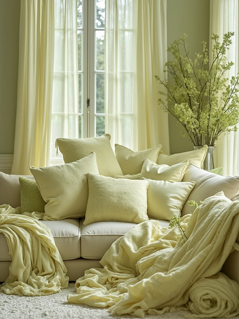 21 Inspiring Lime Cream Decor Ideas for a Sophisticated and Elegant Home 11 Lime Cream Color Decor Ideas - Cushions and Throws