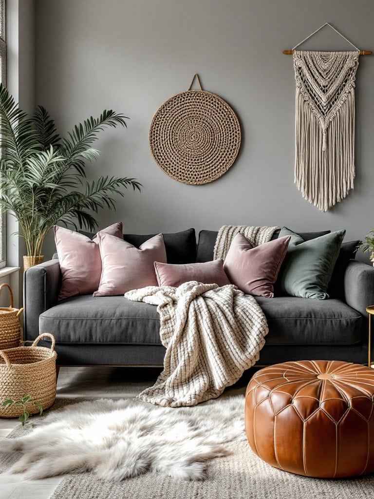 Gray Living Room Ideas - Layer Up with Textures