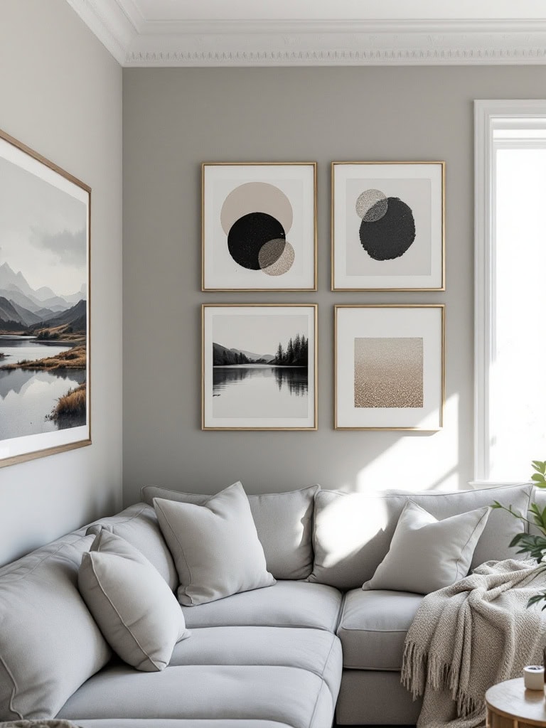 Gray Living Room Ideas - Accessorize with Art