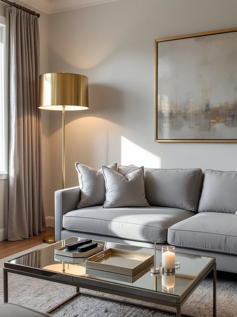 Gray Living Room Ideas - Add Metallic Magic