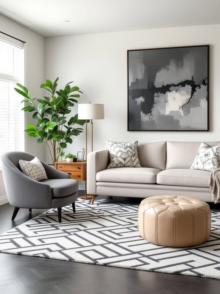 Gray Living Room Ideas - Play with Patterns