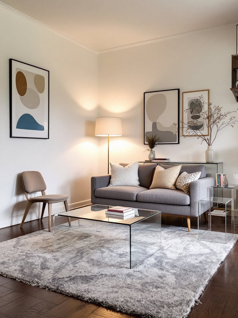 19 Small Living Room Decor Ideas to Make Your Space Feel Bigger and Brighter 24 Small Living Room Decor Ideas - Use Glass or Lucite Accents
