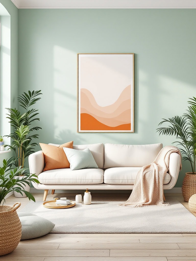 Color Combos Modern Home Interior Design - Mint + Pale Peach