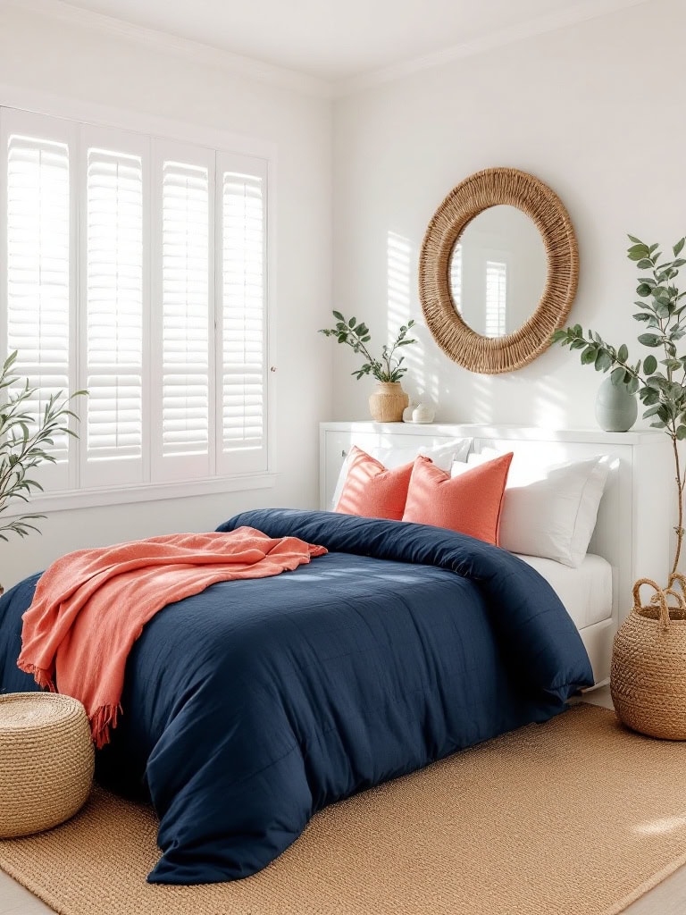 Color Combos Modern Home Interior Design - Coral + Navy
