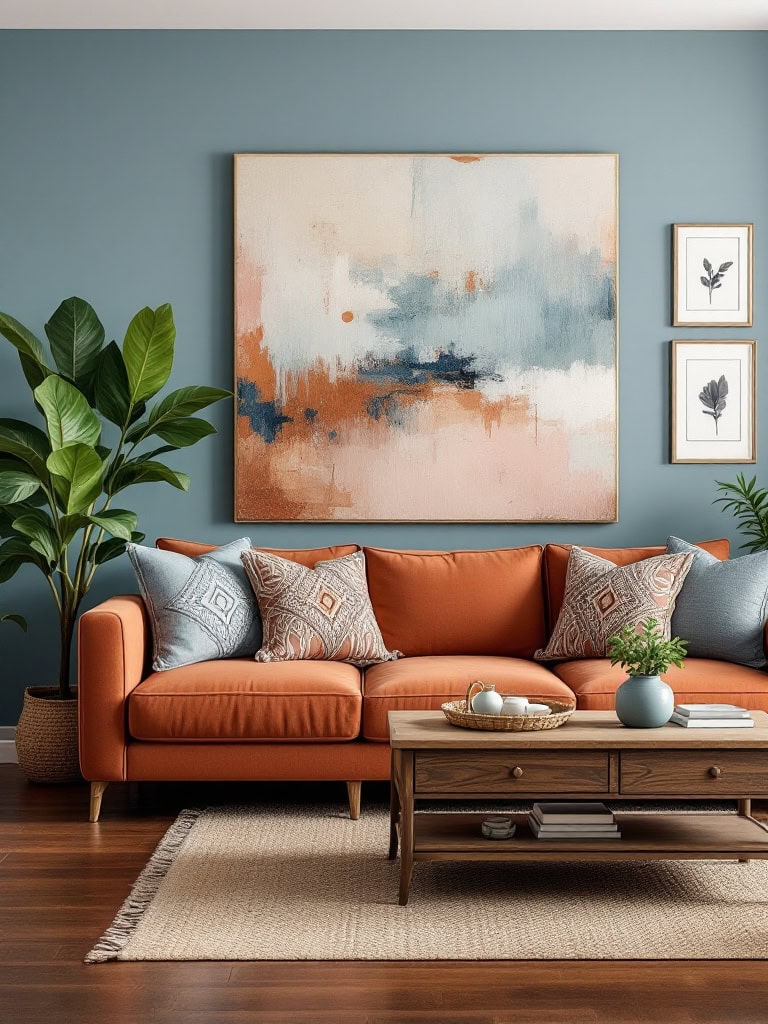 Color Combos Modern Home Interior Design - Dusty Blue + Rust